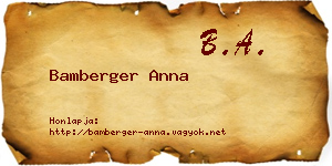 Bamberger Anna névjegykártya
