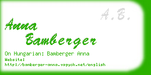 anna bamberger business card